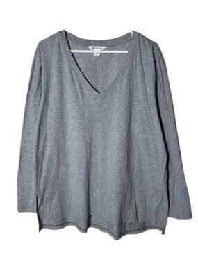 Athleta heathered gray outbound v-neck tee long sleeve womens L